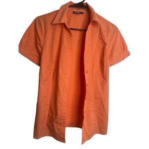 Apt. 9 Womens Button Front Blouse Short Sleeve Size Small Orange